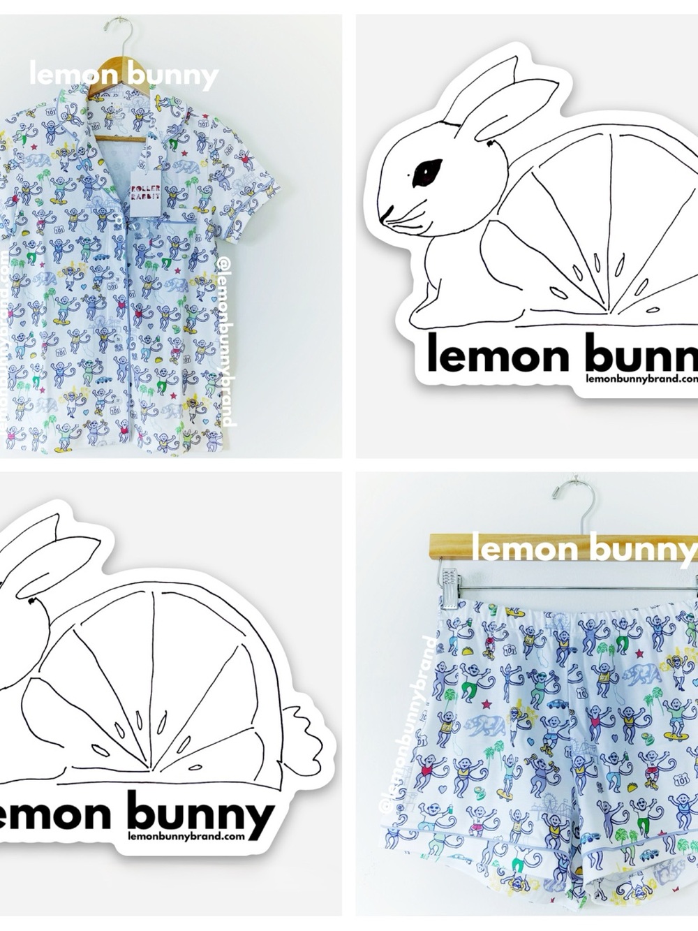 Roller Rabbit LA Monkey Polo Pajamas in White Size X-Small XS Brand New NWT